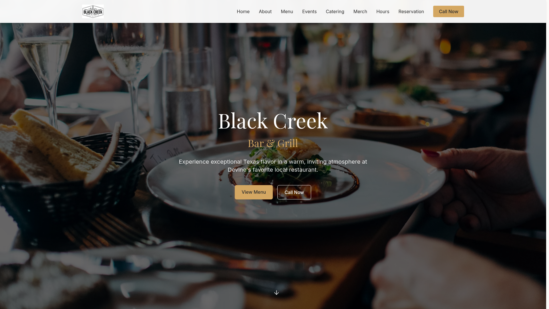 Black Creek Restaurant website preview